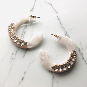 White Opal Crystal Earrings 🌜